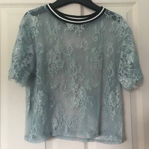 Large women's see through lace crop top.